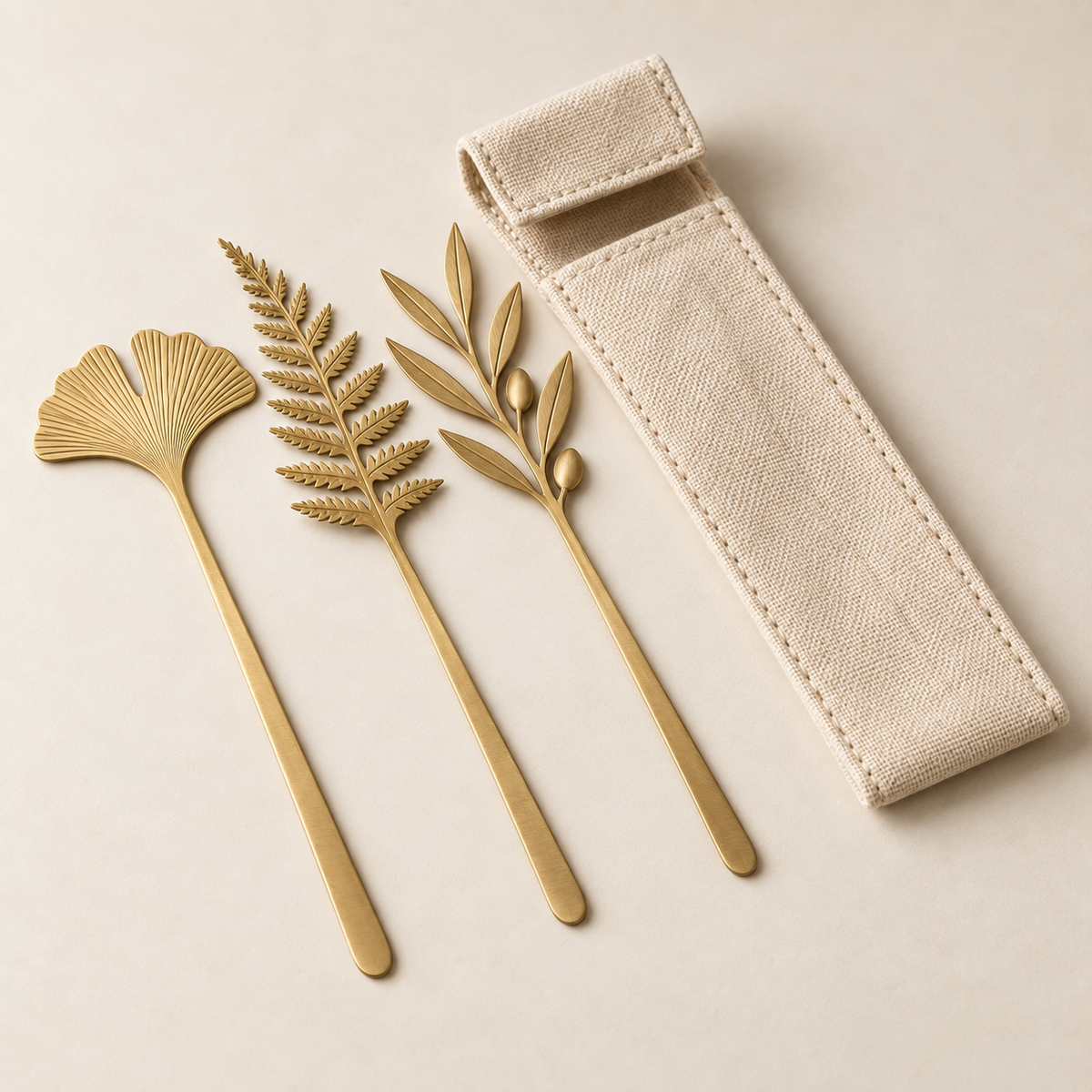 Brass Leaf Bookmark Set