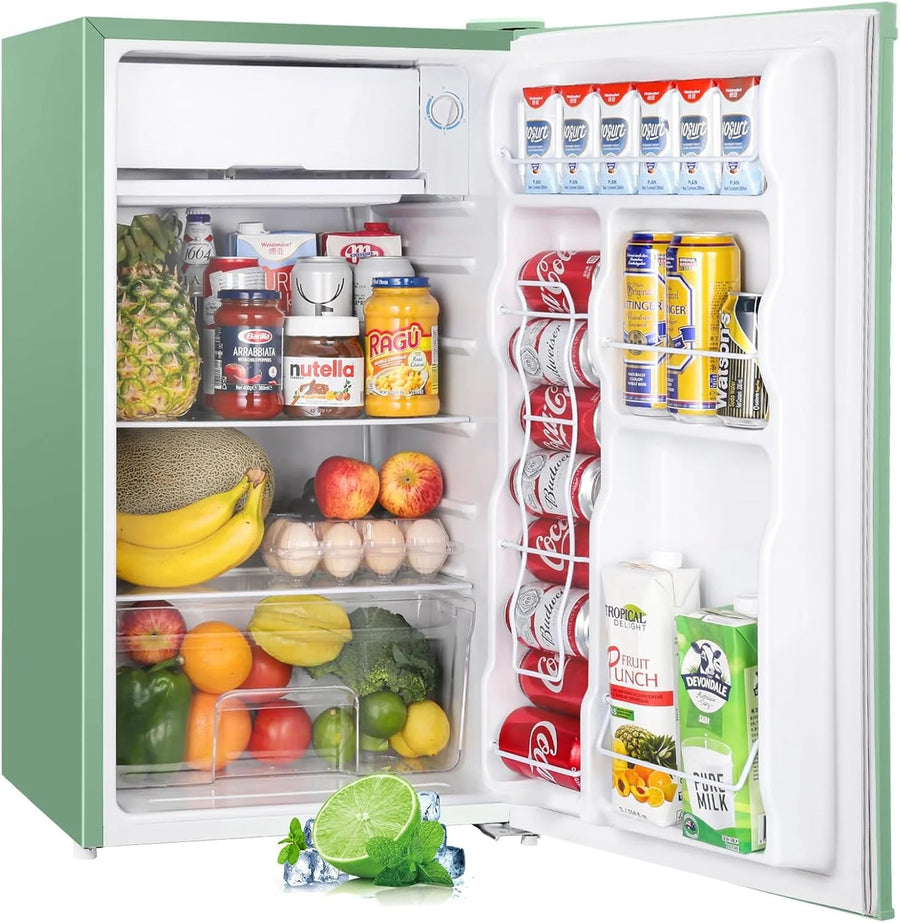 3.2 Cu.ft Mini Fridge with Freezer - Single Door Compact Refrigerator for Dorm, Bedroom, or Office - Adjustable Thermostat, Black