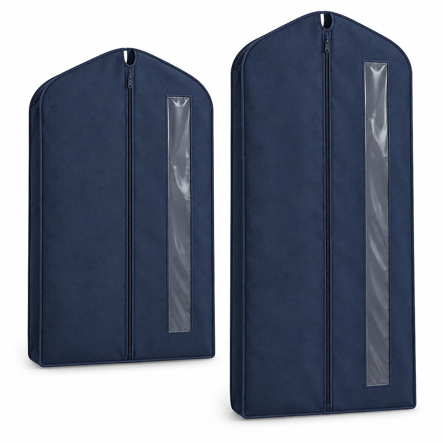 Navy Windowed Garment Covers, Mixed Length 2-Pack