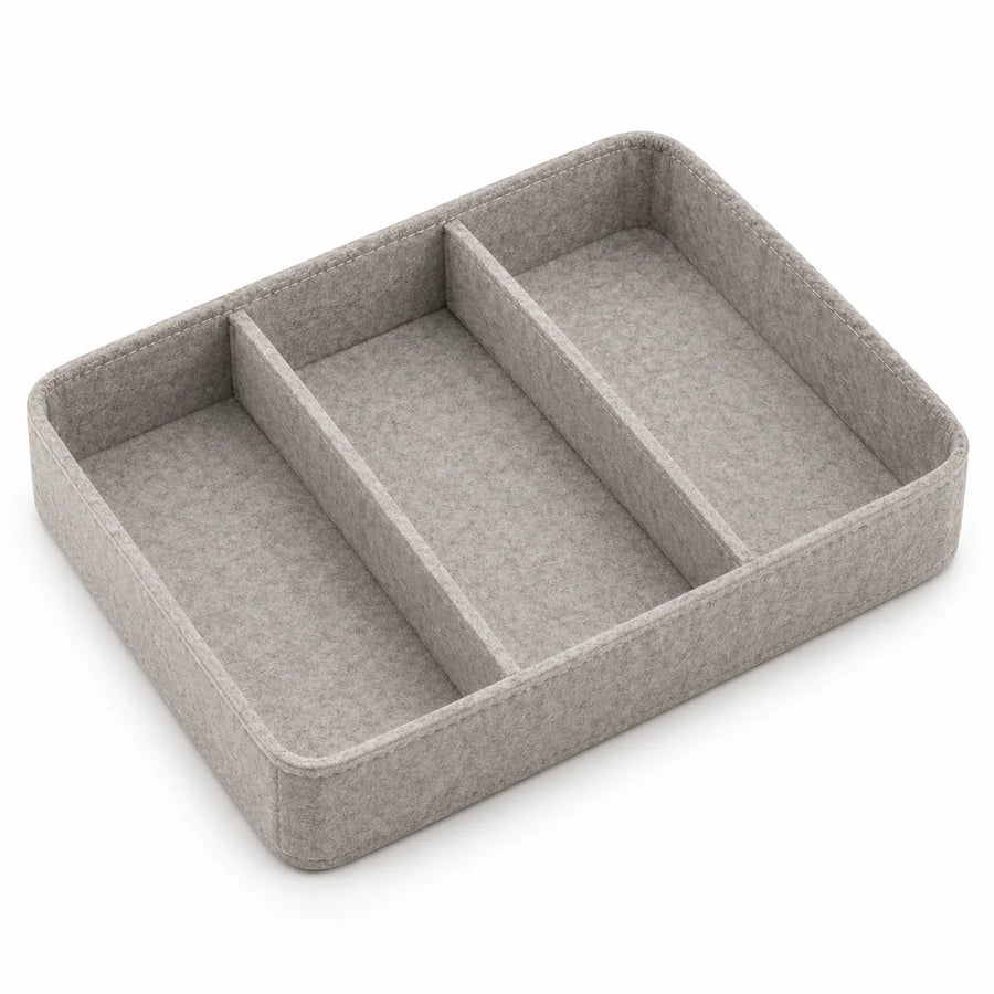 Warm Gray Felt Drawer Tray with Removable Dividers