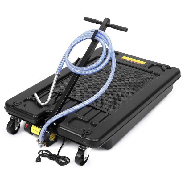 17 gal Electric Oil Drain with 110V Pump & 8 ft Hose,low Profile & T Folding Handle Oil Drain Cart for Truck Cars Suvs