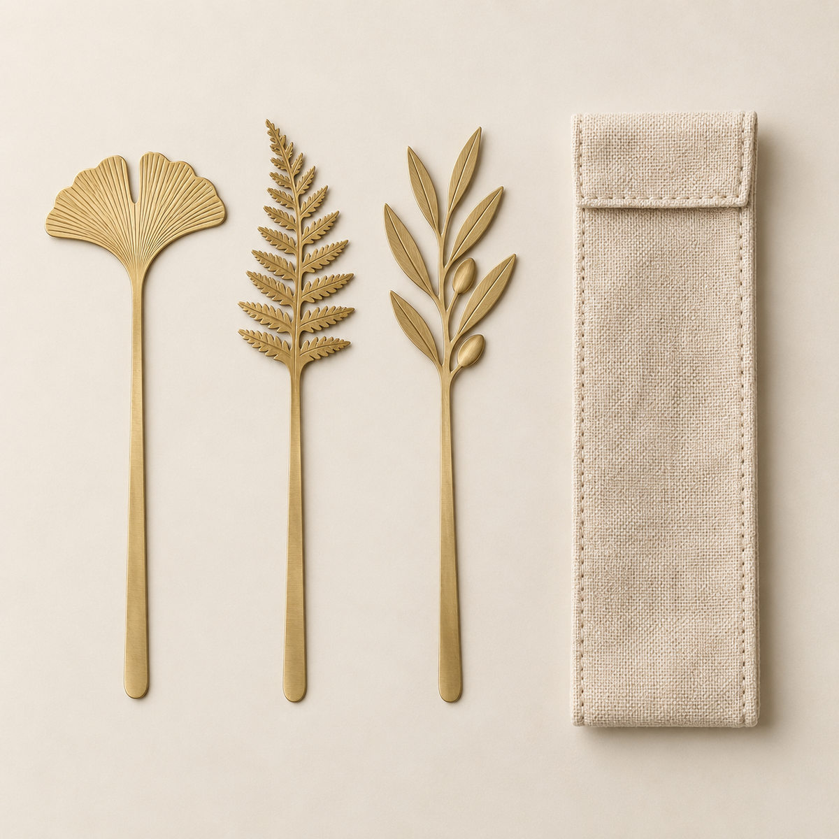 Brass Leaf Bookmark Set