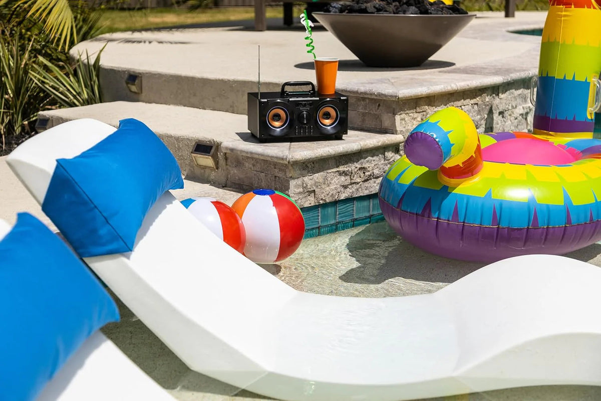 Classic White - In-pool Chaise Lounger - Designed for Water Depths Up to 9" - Aqua Outdoors - Set of 2 - Compatible with All Pool Types -…