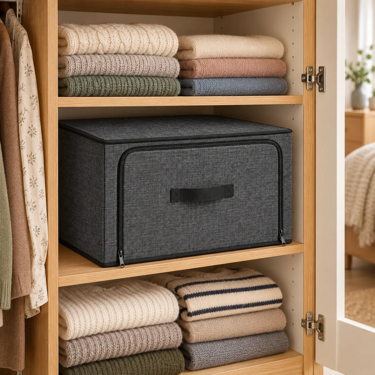 Charcoal Front-Opening Wardrobe Storage Bag