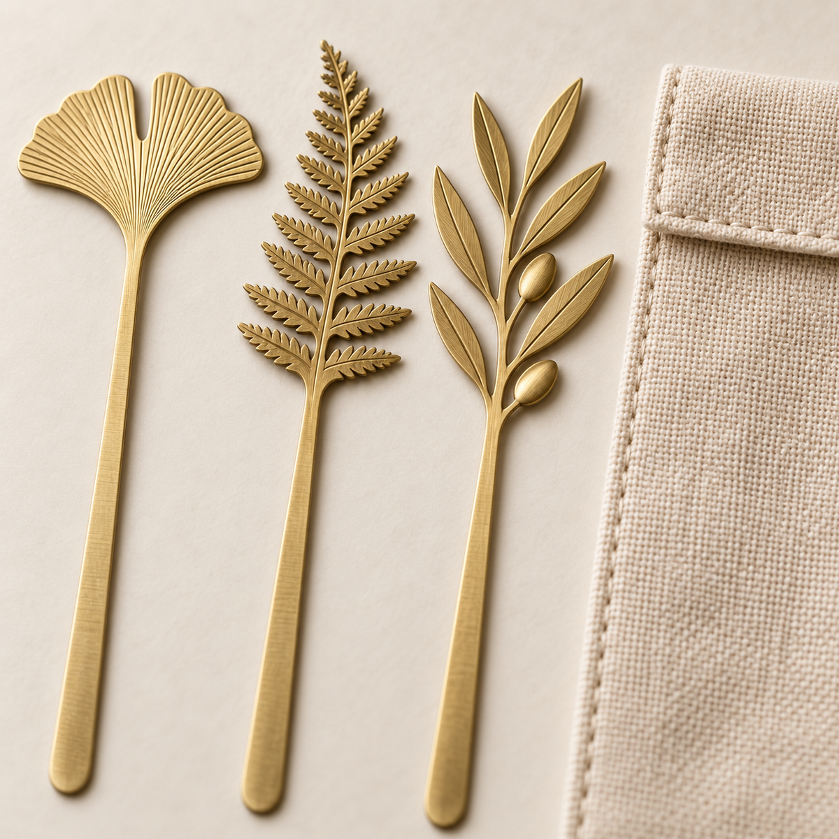 Brass Leaf Bookmark Set