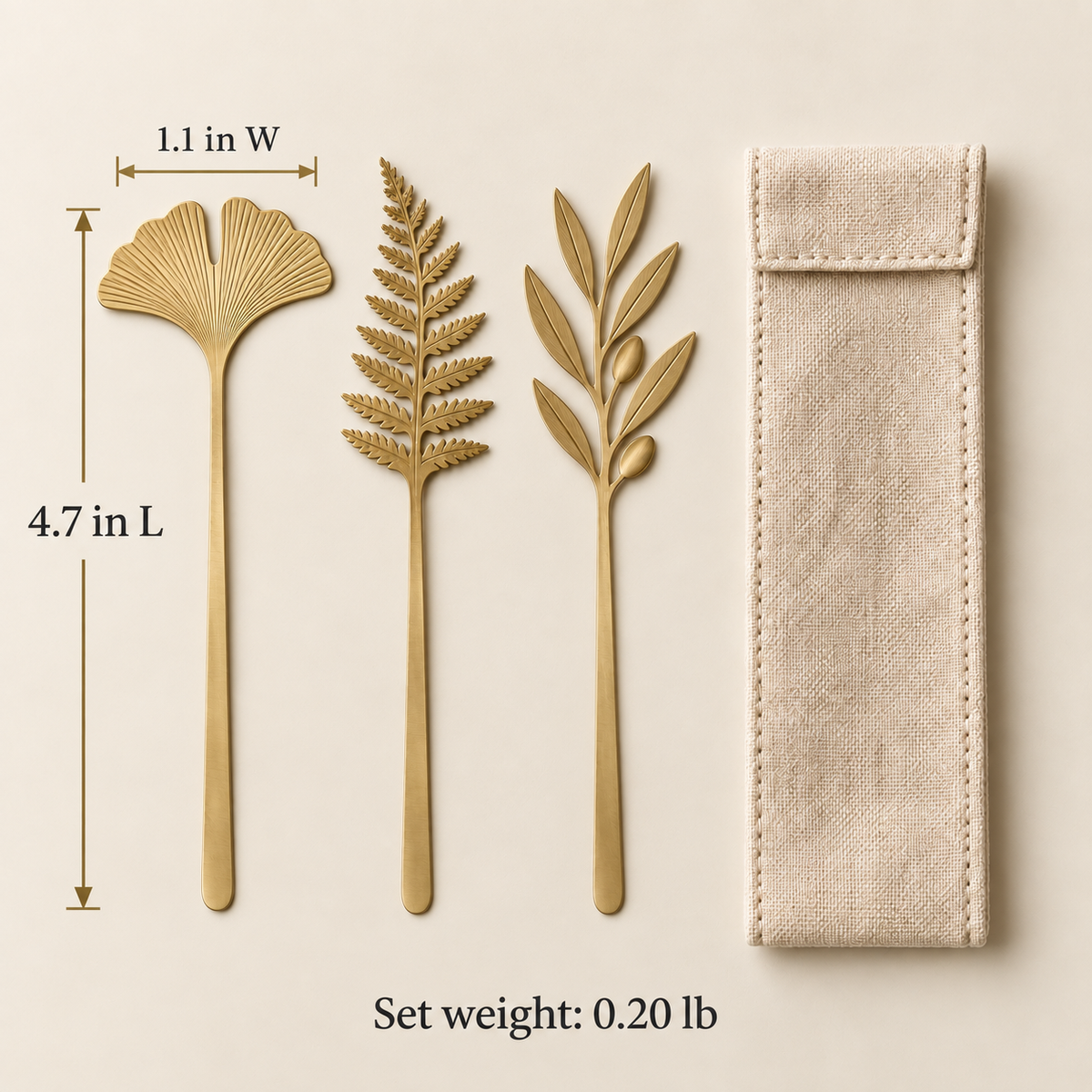 Brass Leaf Bookmark Set