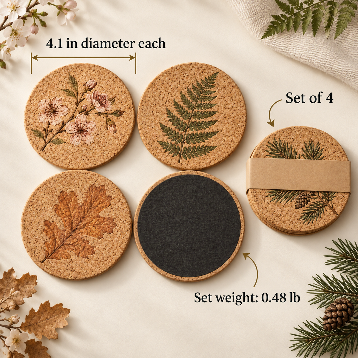 Seasons Botanical Coaster Set