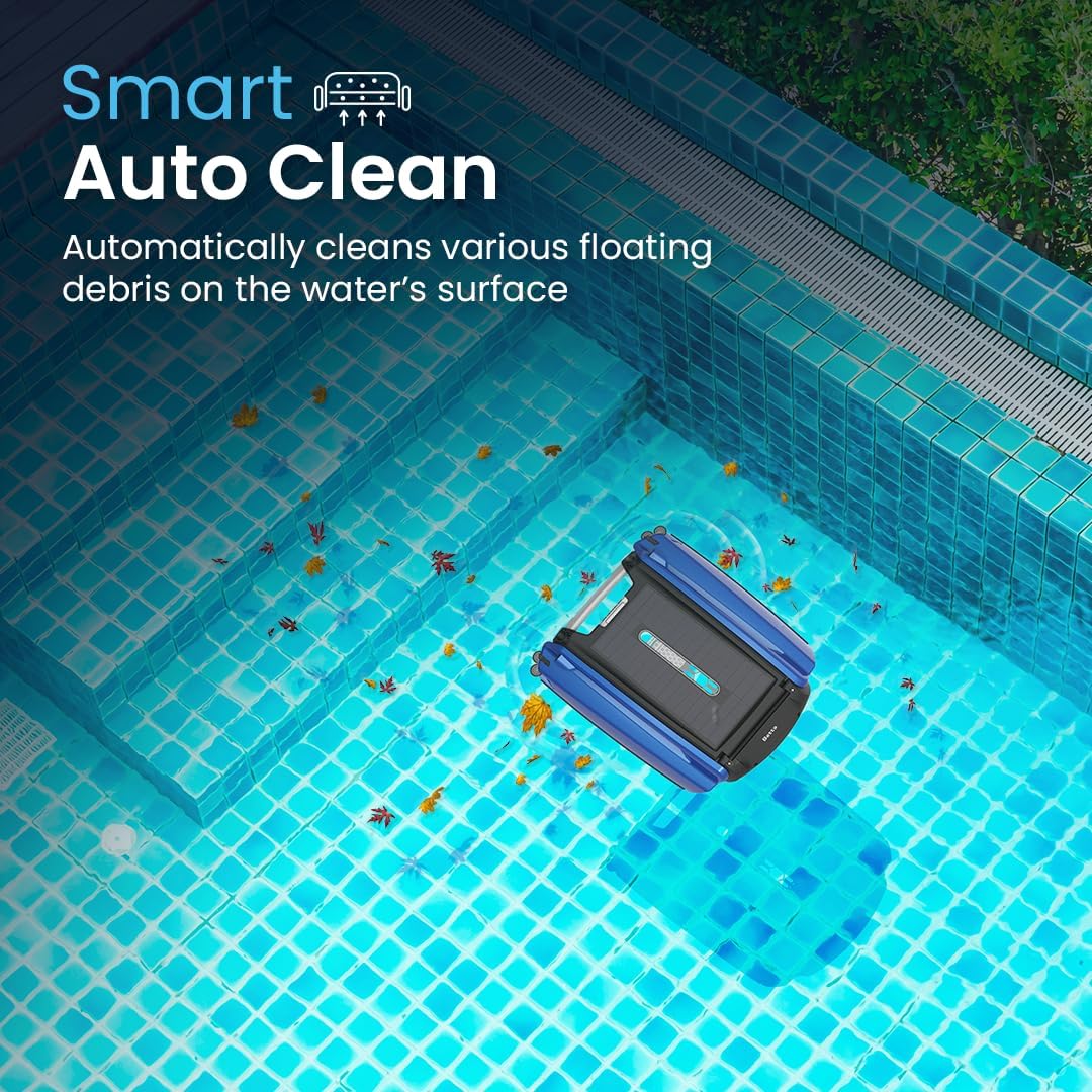 Betta Se Solar Powered Automatic Robotic Pool Surface Skimmer Cleaner with 30 Hour Continuous Cleaning Battery Power and Re Engineered Twin