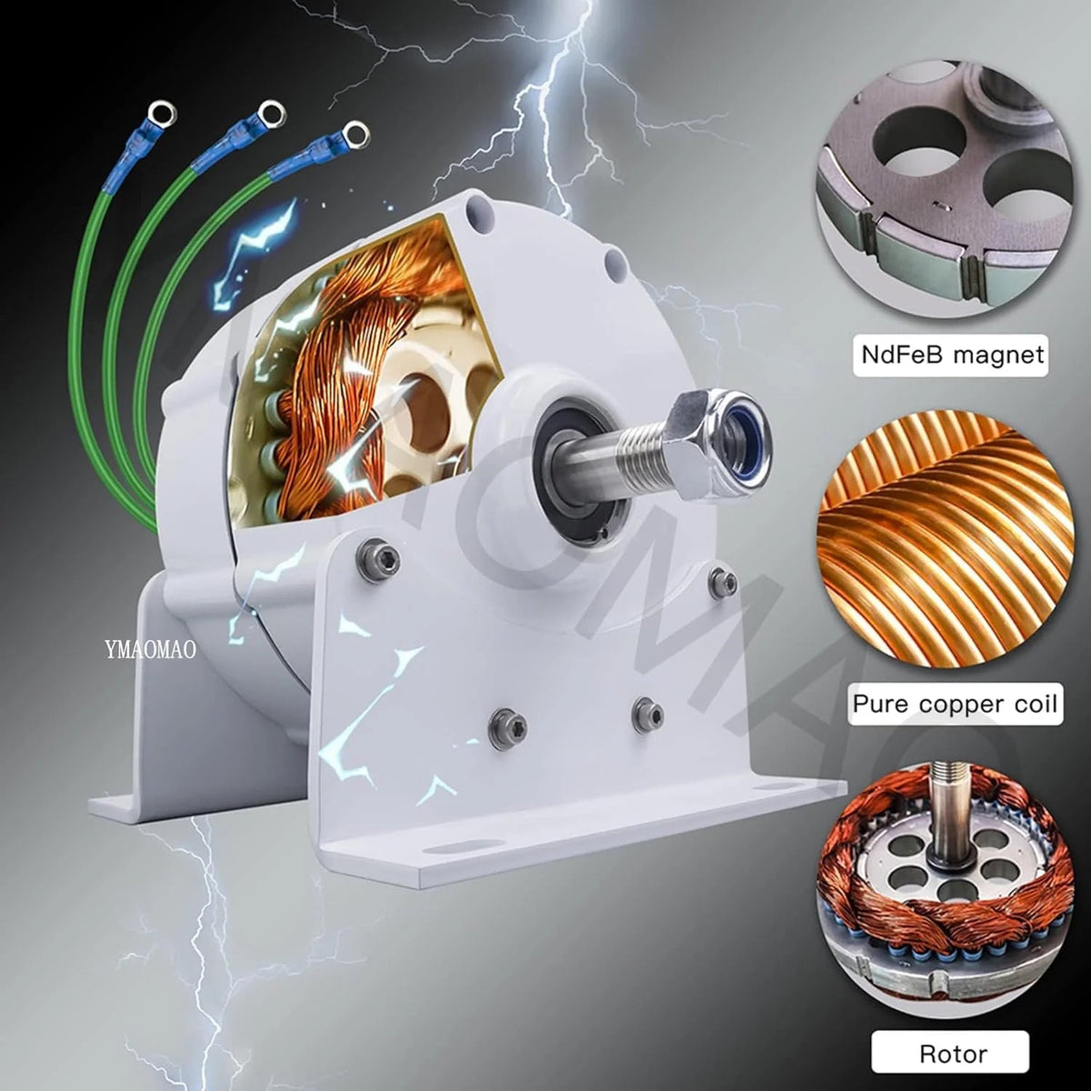 12000W Low Rpm Permanent Magnet Generator 12V 24V 48V 120V 220V Free Energy Gearless Permanent Magnet Generator Motor DIY for Wind Turbine w