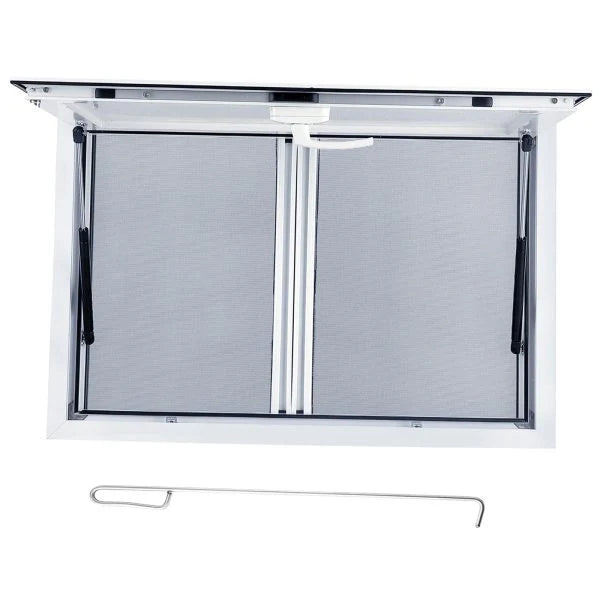 Concession Window 36W X 36H Aluminum Alloy Food Truck Service Window with Sliding Screens & Awning Door, Hydraulic Lift, Locking Mechanism,…