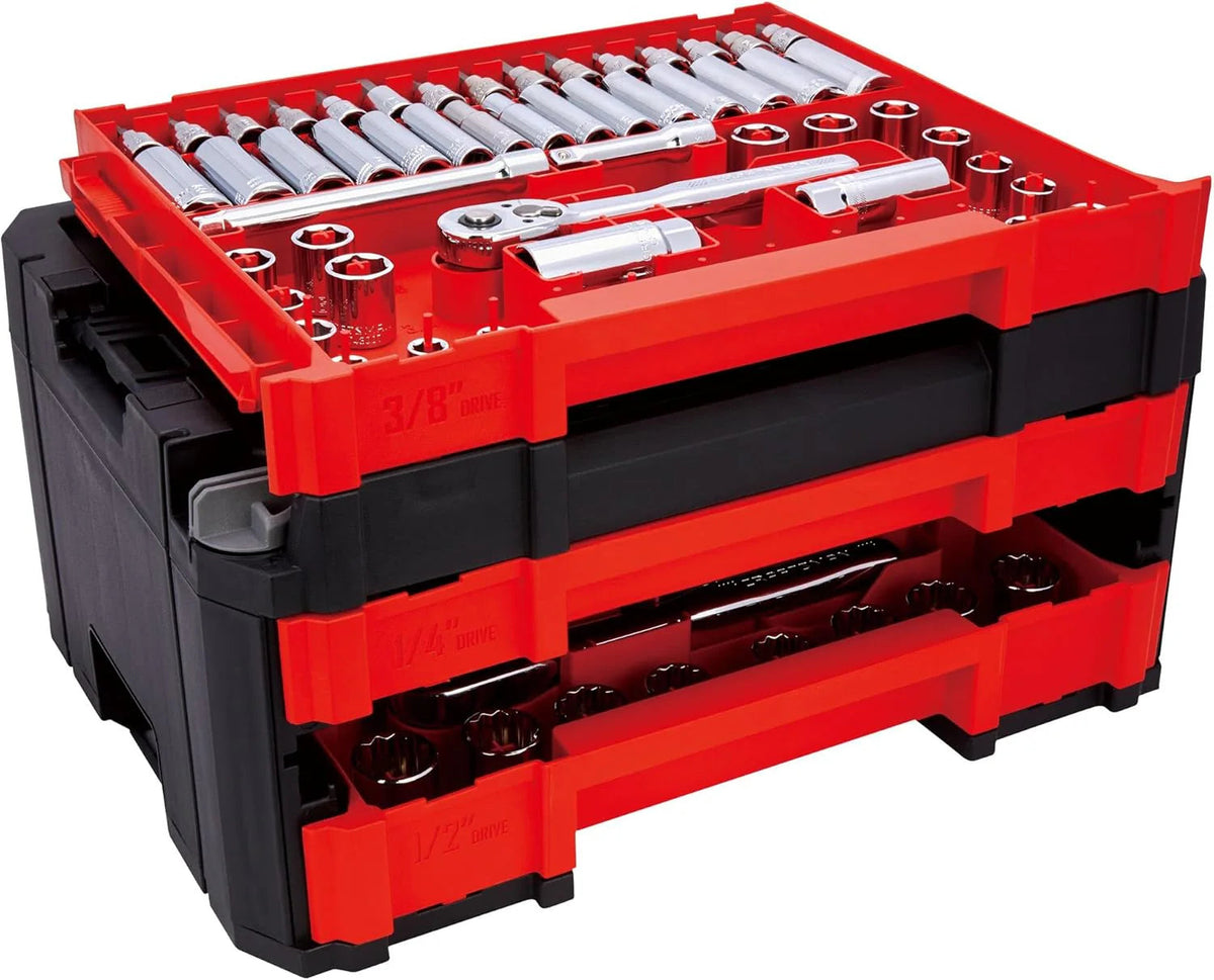 262-PIECE Mechanic Tool Set, Master Socket Set with 3-DRAWER Versastack Tool Box, Sae/metric Set