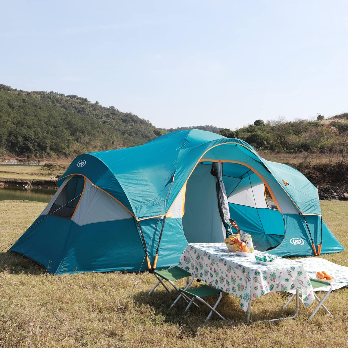 Camping Tent 10-PERSON-FAMILY Tents, Parties, Music Festival Tent, Big, Easy Up, 5 Large Mesh Windows, Double Layer, 2 Room, Waterproof,…