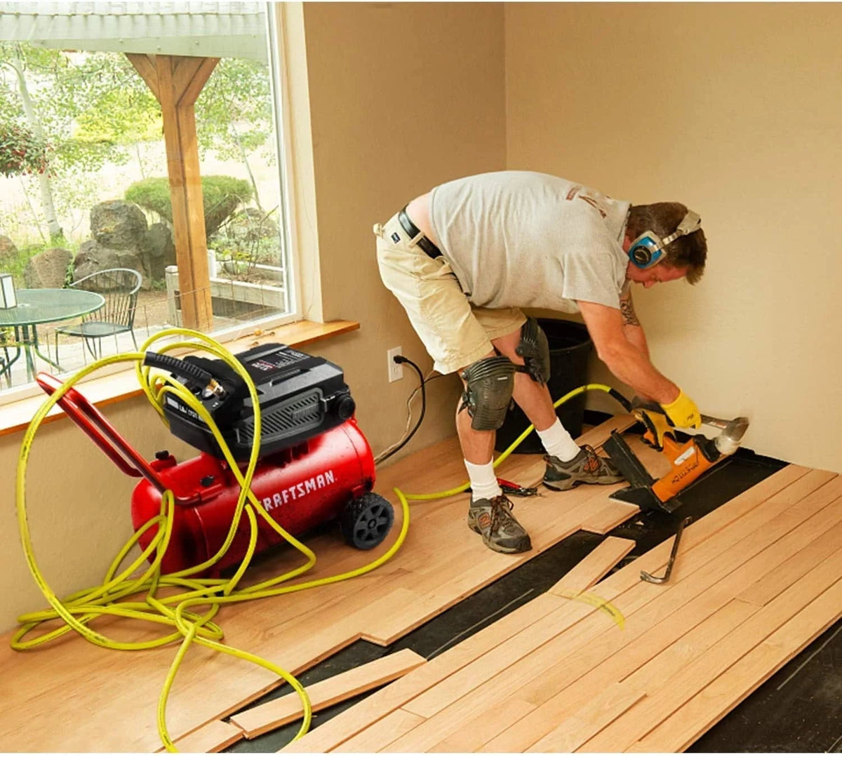 Hard Air Compressor, 10 gallon 1.8 HP 175 PSI, 4.0CFM@90PSI, Oil Free and Maintenance Free, Portable with Large Wheels