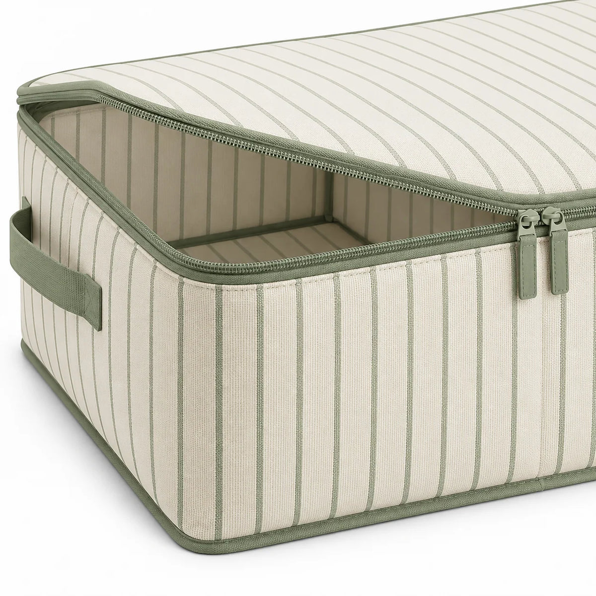 Sage Stripe Wardrobe Storage Bag, Low Profile