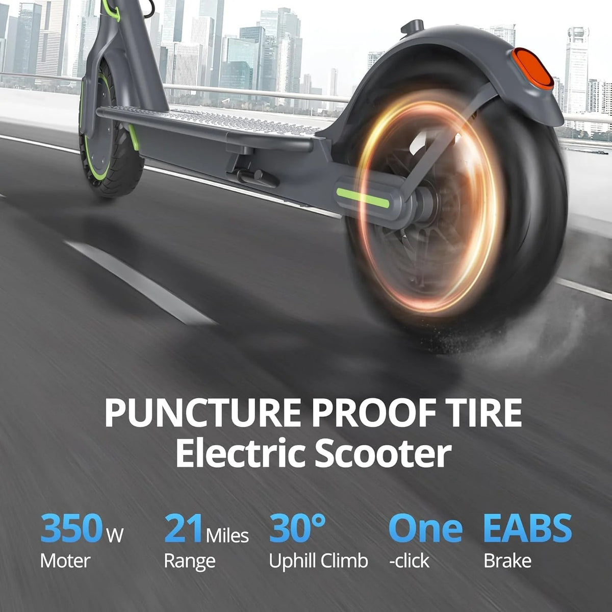 Electric Scooter - 8.5" Solid Tires, 350W Motor, Up to 19 Mph and 21-23 Miles Long-range Portable Foldable Commuting Scooter for Adults with…
