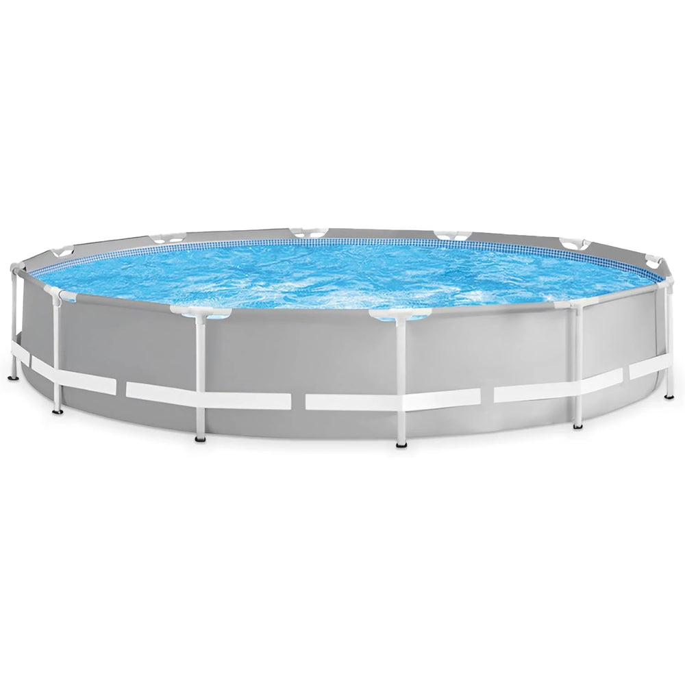 Above Ground Swimming Pool, 12' X 30", Prism Frame, Gray - Large Backyard Outdoor Round Summer Pool for Family, Easy Set Up, 24-INCH Deep…