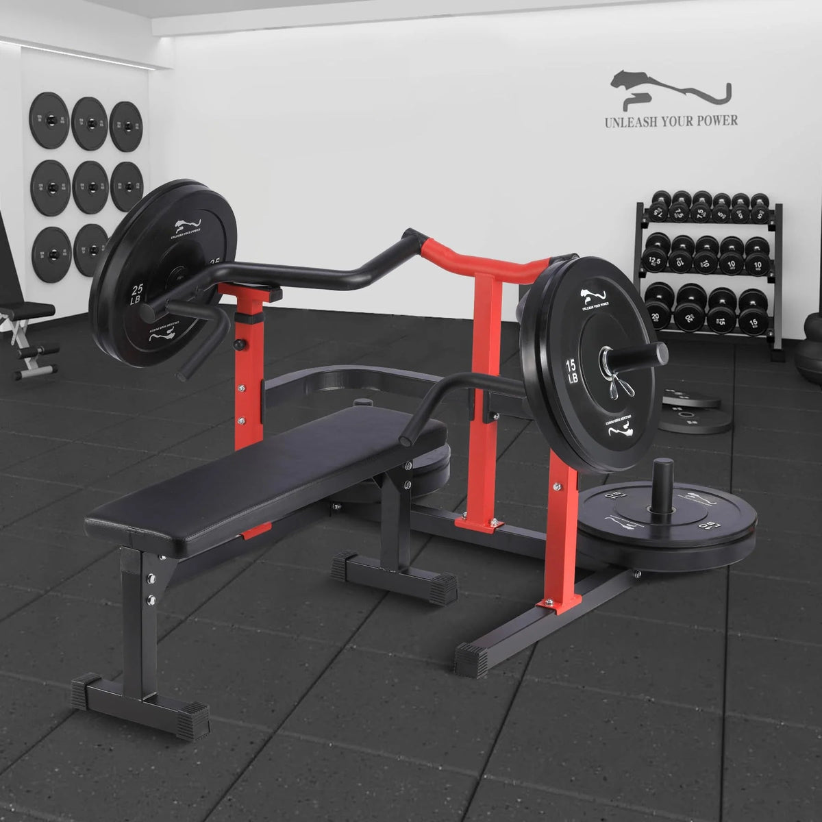 Chest Press Machine, 1050LBS Capacity, Independent Converging Arms, Weight Bench Press with Adjustable Flat Bench for Upper Body Workouts,…