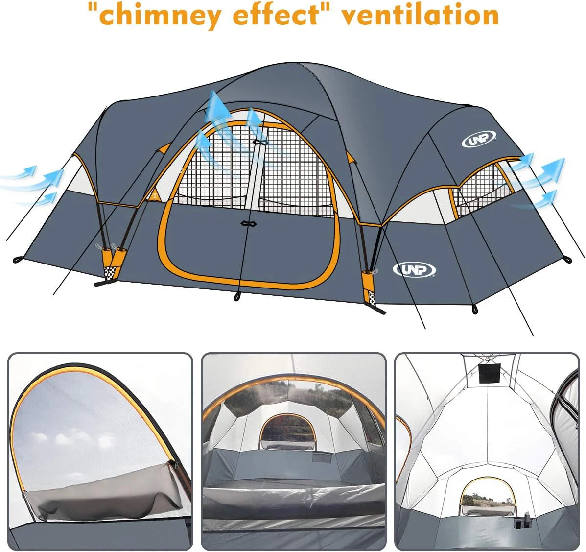 Camping Tent 10-PERSON-FAMILY Tents, Parties, Music Festival Tent, Big, Easy Up, 5 Large Mesh Windows, Double Layer, 2 Room, Waterproof,…