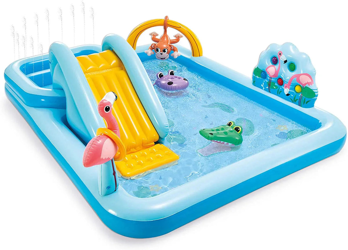 Inflatable Jungle Adventure Play Center - 96′′ X 78′′ X 28′′ - Kiddie Pool for Ages 2 and Up
