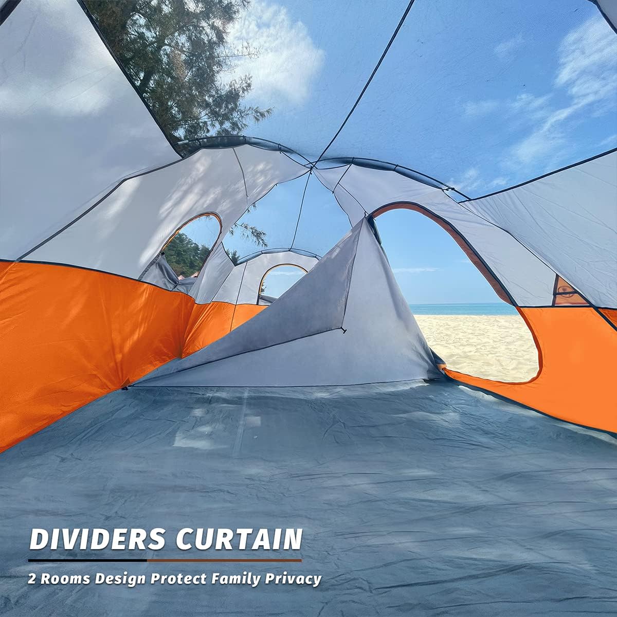 Camping Tent 10-PERSON-FAMILY Tents, Parties, Music Festival Tent, Big, Easy Up, 5 Large Mesh Windows, Double Layer, 2 Room, Waterproof,…