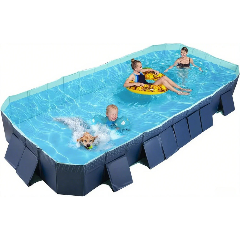 Foldable Non-inflatable Kids' and Adults' Outdoor Swimming Pool - Hard Plastic Shell, Kid Pool for Backyard Dog Pools (158QUOT; X 76QUOT; X…