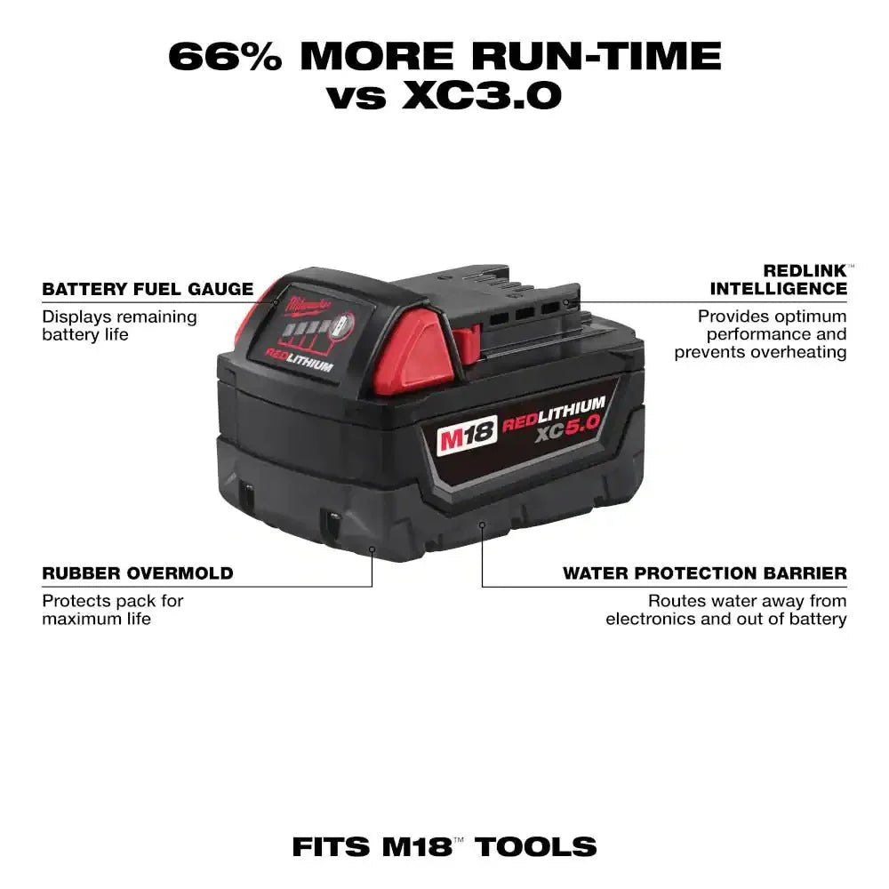 M18 18-VOLT 5.0 ah Lithium-ion Xc Extended Capacity Battery Pack