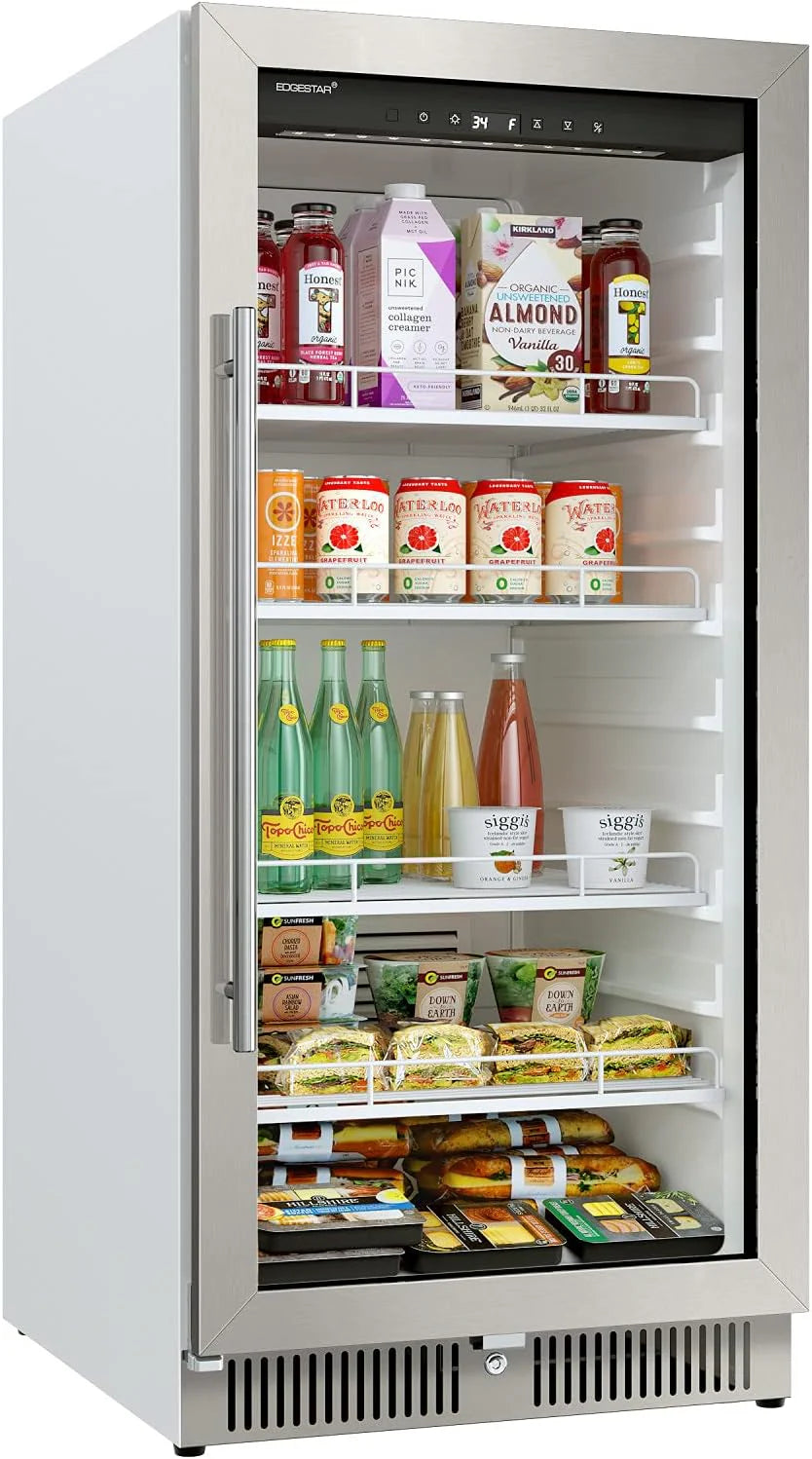 22" Wide 10.1 Cu. ft. Commercial Beverage Merchandiser - Stainless Steel, Temp Alarm, Reversible Door