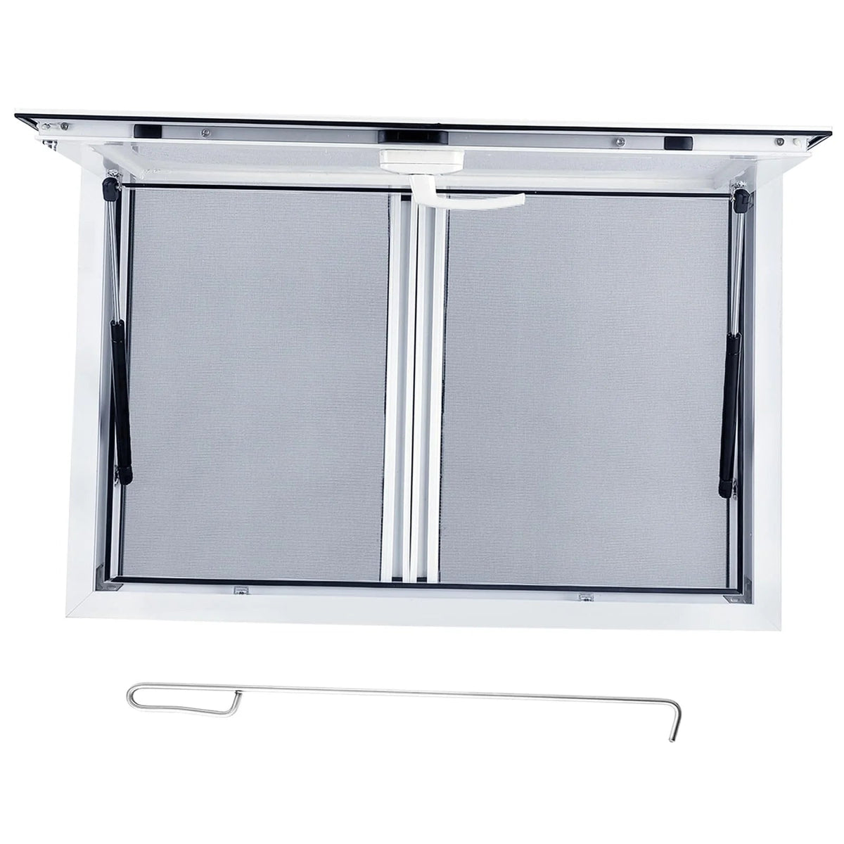 Concession Window 36W X 36H Aluminum Alloy Food Truck Service Window with Sliding Screens & Awning Door, Hydraulic Lift, Locking Mechanism,…