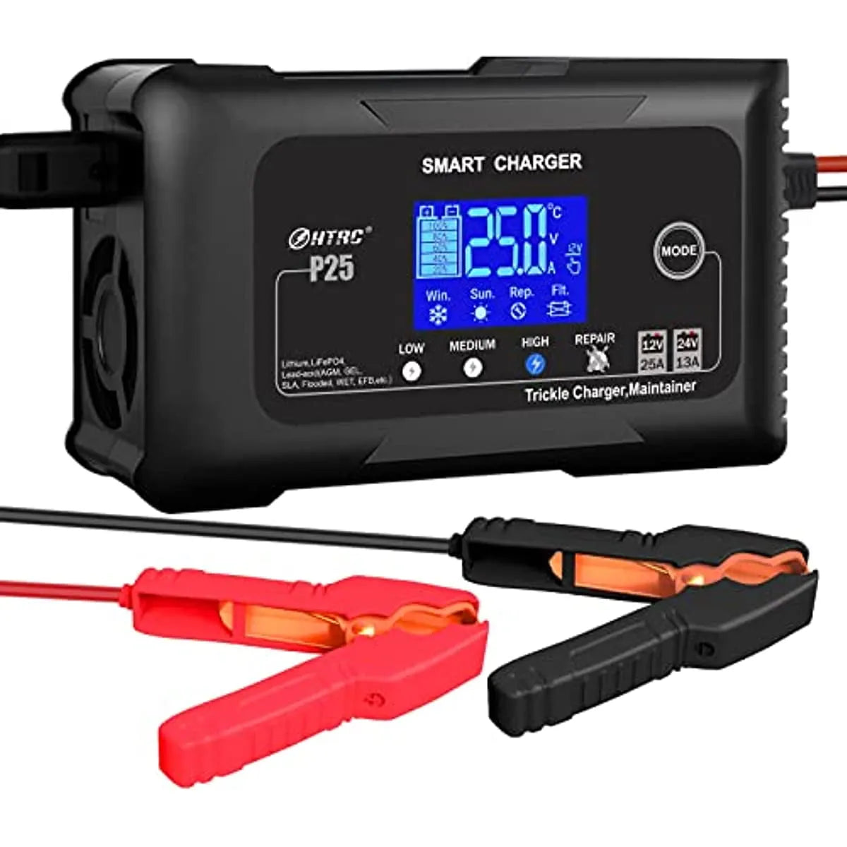 25-AMP Smart Battery CHARGER,LITHIUM,LIFEPO4,LEAD-ACID Agm/gel/sla.. Car Battery Charger,trickle Charger, Maintainer/deep Cycle…