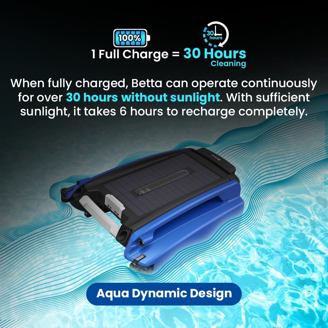 Betta Se Solar Powered Automatic Robotic Pool Surface Skimmer Cleaner with 30 Hour Continuous Cleaning Battery Power and Re Engineered Twin