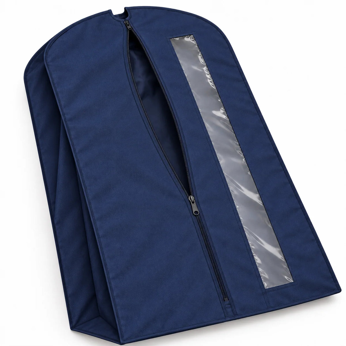 Navy Windowed Garment Cover, Wide Gusset