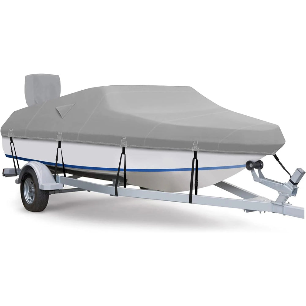 600D Waterproof Winter Boat Cover with Motor Cover 17-19 ft Fits Bass Boat