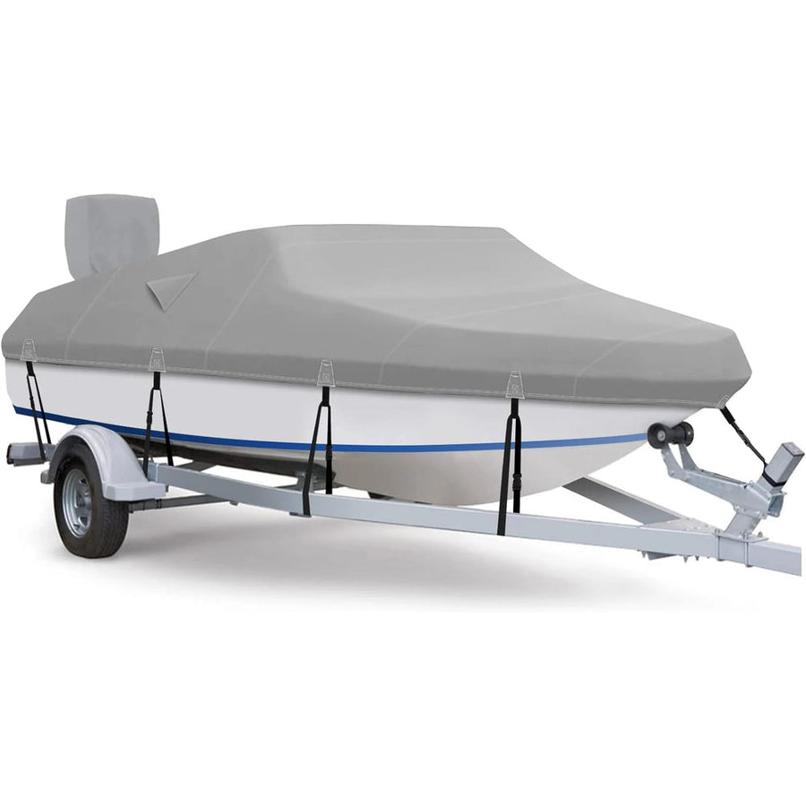600D Waterproof Winter Boat Cover with Motor Cover 17-19 ft Fits Bass Boat