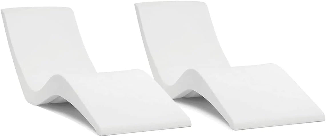 Classic White - In-pool Chaise Lounger - Designed for Water Depths Up to 9" - Aqua Outdoors - Set of 2 - Compatible with All Pool Types -…