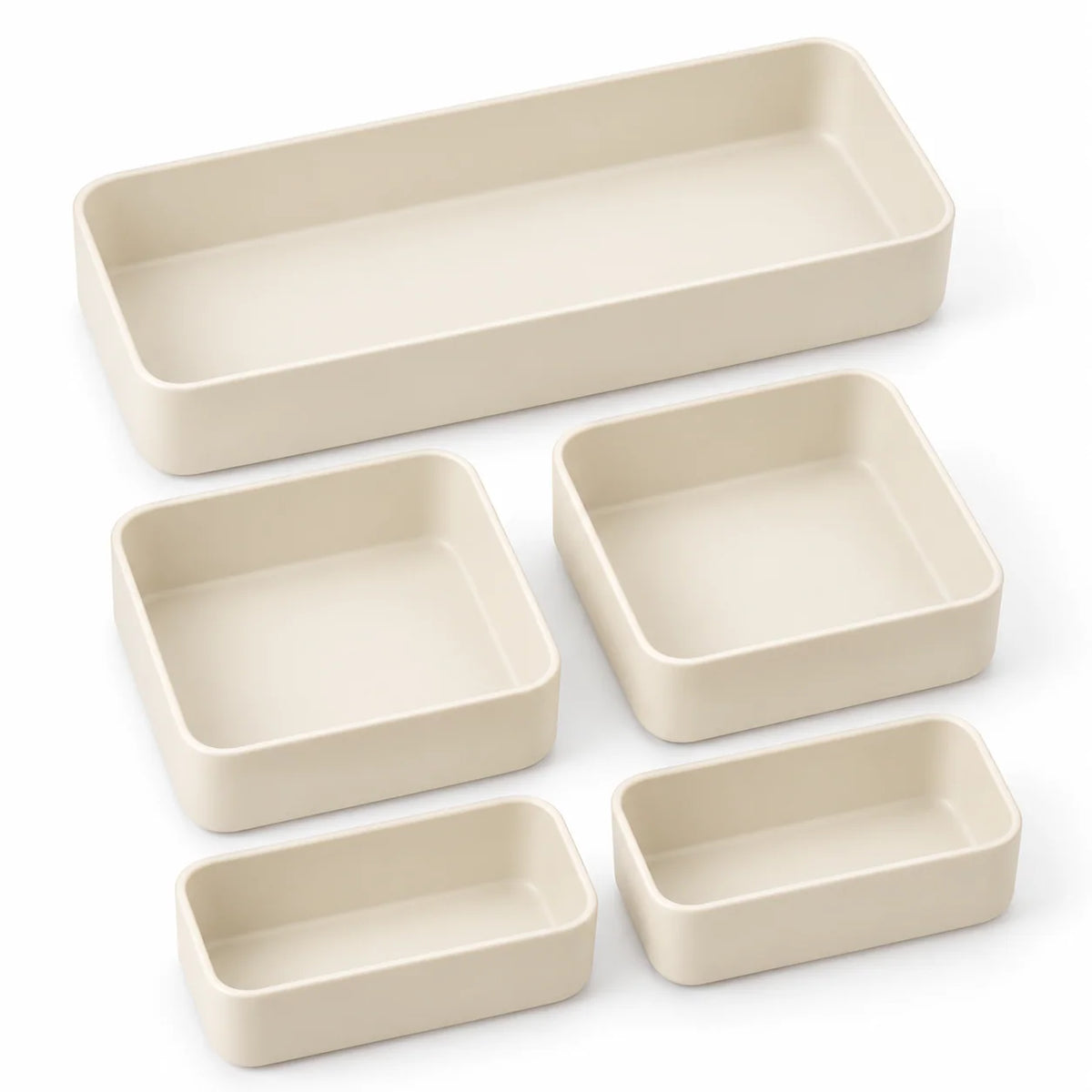 Ivory Modular Drawer Organizer Trays, 5-Piece Set