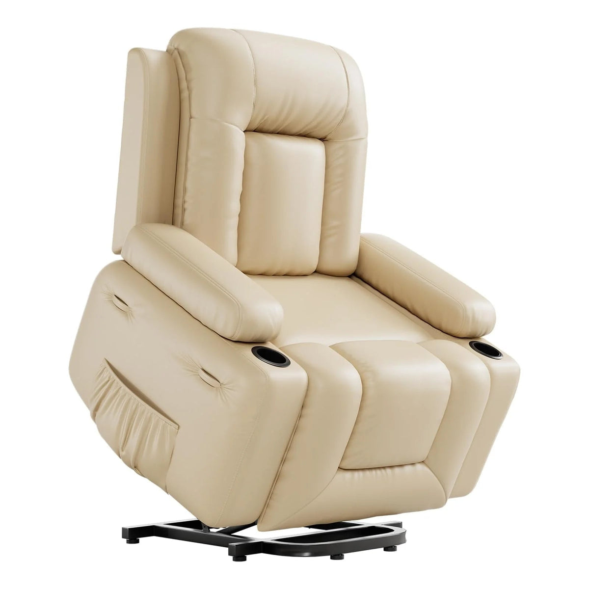 Pu Leather Power Lift Recliner Chair with Massage and Heat, Adjustable Furniture for Back, Legs w/ 3 Positions, USB Port, Side Pocket…