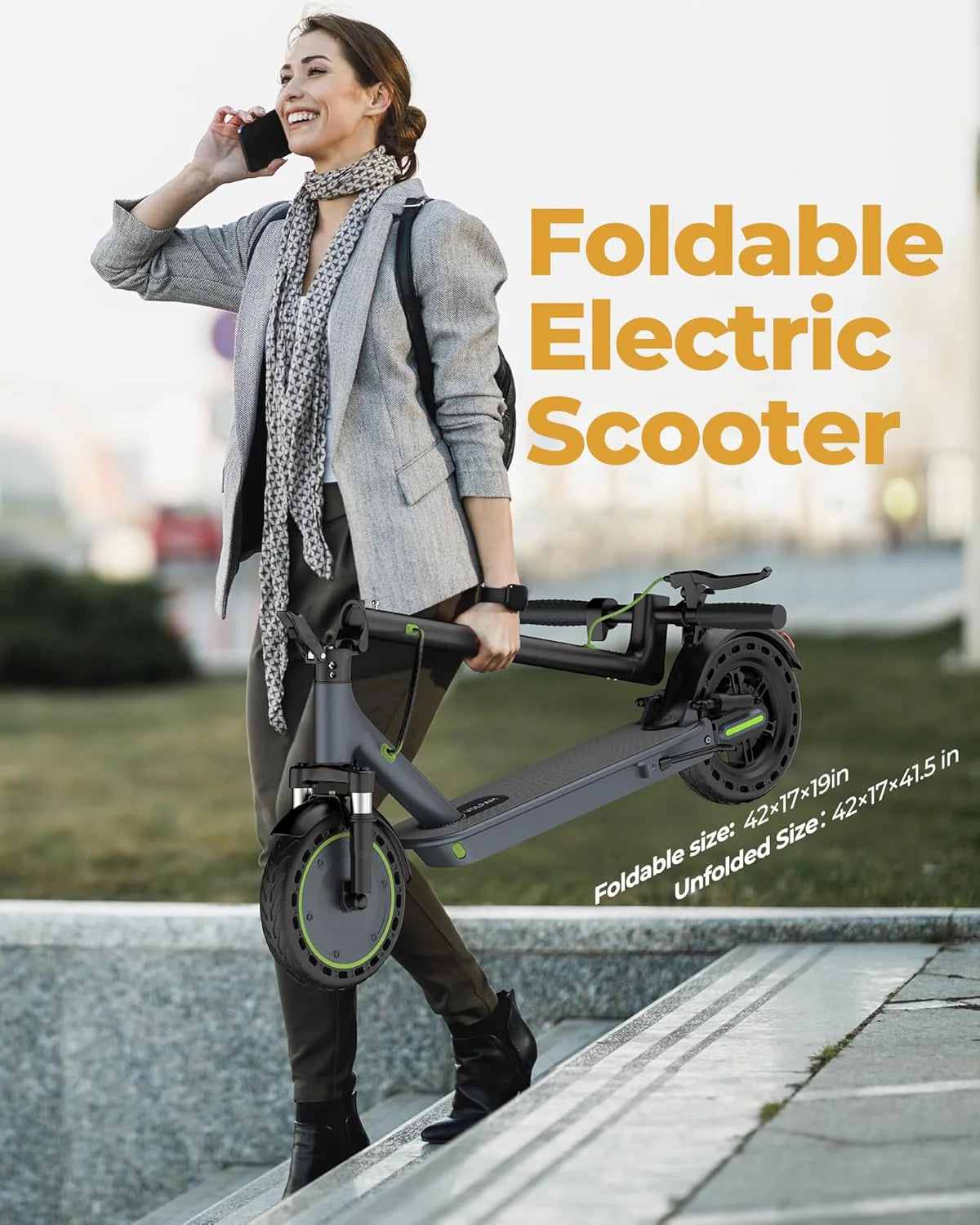 Electric Scooter - 8.5" Solid Tires, 350W Motor, Up to 19 Mph and 21-23 Miles Long-range Portable Foldable Commuting Scooter for Adults with…