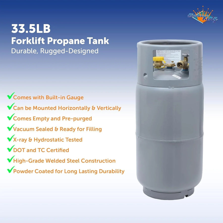 Steel Forklift Propane Tank Cylinder with Built-in Gauge, Gray