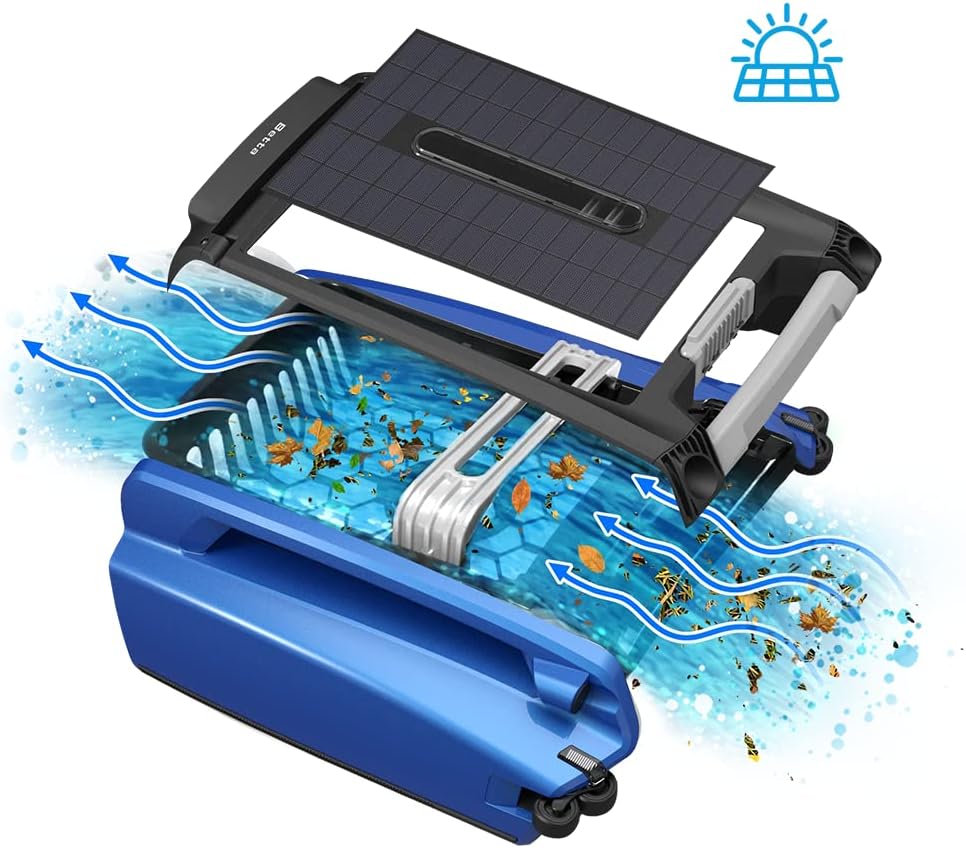 Betta Se Solar Powered Automatic Robotic Pool Surface Skimmer Cleaner with 30 Hour Continuous Cleaning Battery Power and Re Engineered Twin