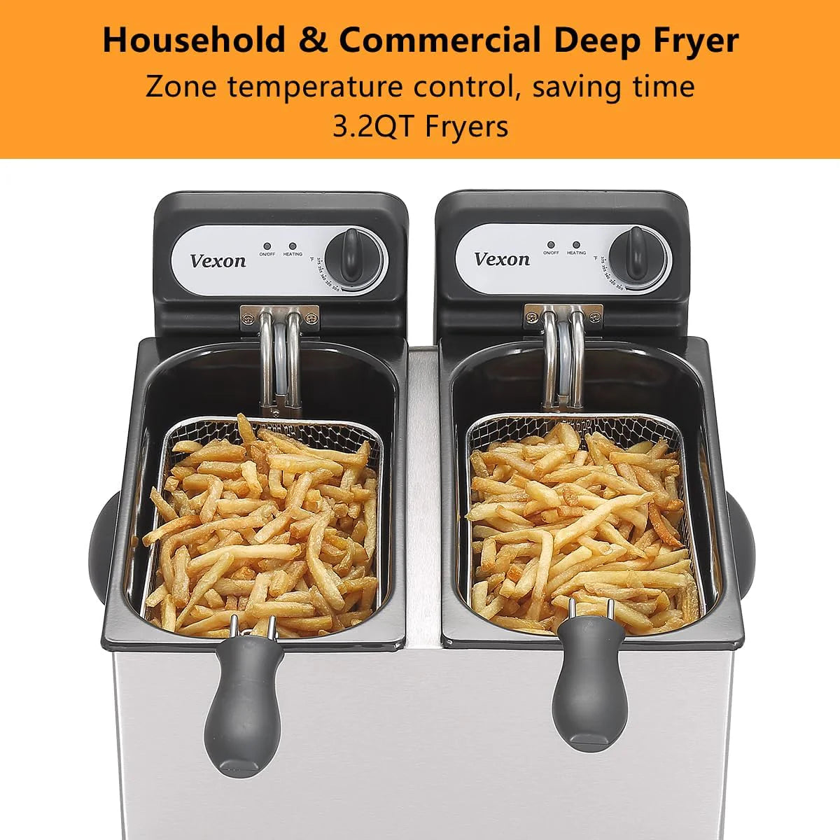 3000W Commercial Electric Deep Fryer with Baskets & LIDS,2X3L Stainless Steel Double Deep Fryer,small Deep Fryer with Basket,temperature…