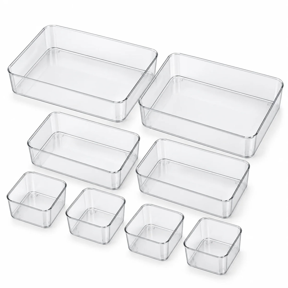 Clear Modular Drawer Organizer Trays, 8-Piece Set
