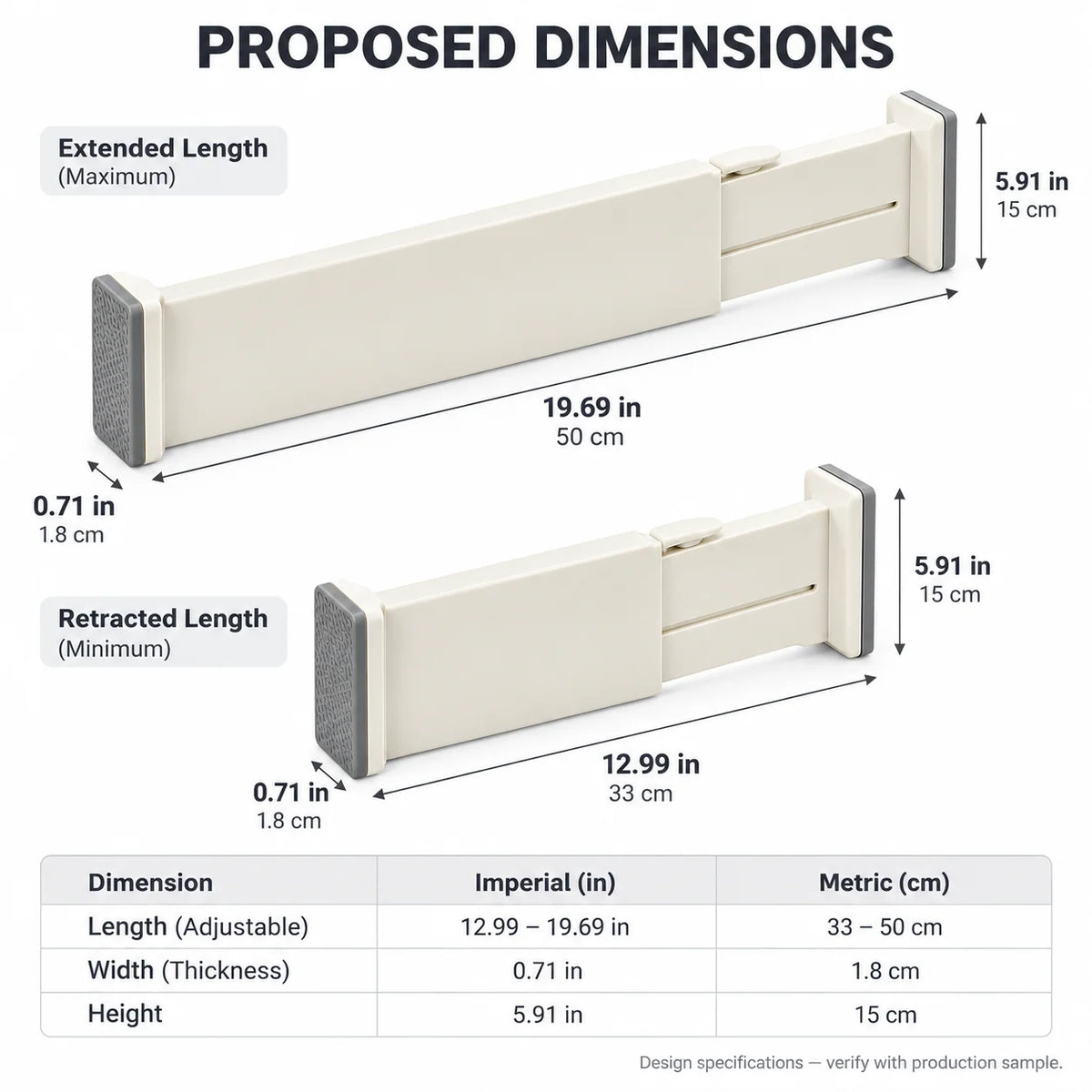 Ivory Tall Adjustable Drawer Dividers, 4-Pack