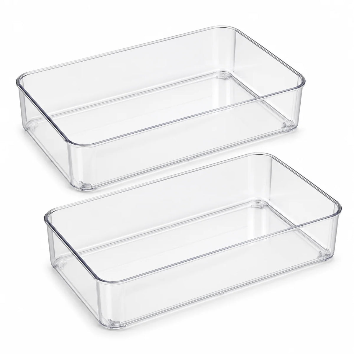Clear Rectangular Drawer Organizer Trays, 2-Pack
