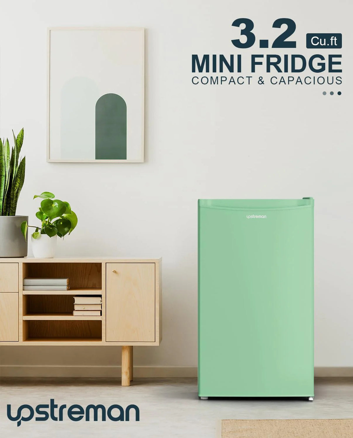 3.2 Cu.ft Mini Fridge with Freezer - Single Door Compact Refrigerator for Dorm, Bedroom, or Office - Adjustable Thermostat, Black