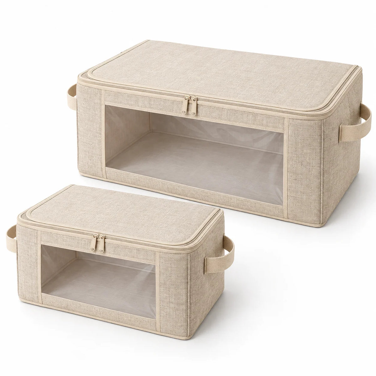Oatmeal Windowed Storage Bags, Mixed Size 2-Pack