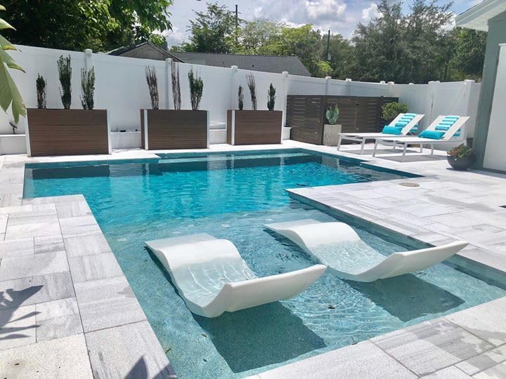 Classic White - In-pool Chaise Lounger - Designed for Water Depths Up to 9" - Aqua Outdoors - Set of 2 - Compatible with All Pool Types -…
