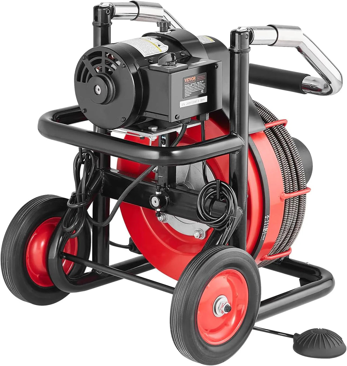 Drain Cleaner Machine 100FT X 1/2 Inch, Auto Feed Sewer Snake Auger on Wheels, 550W Portable Drain Cleaning Machine with 8 Cutters &…