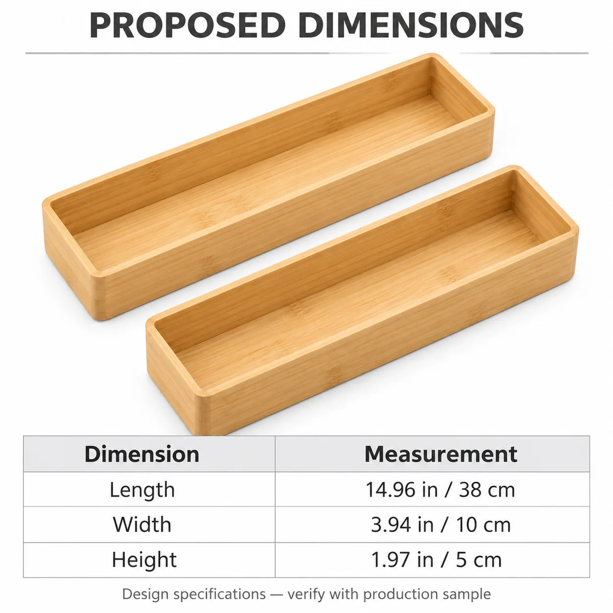 Natural Bamboo Utensil Drawer Trays, 2-Pack
