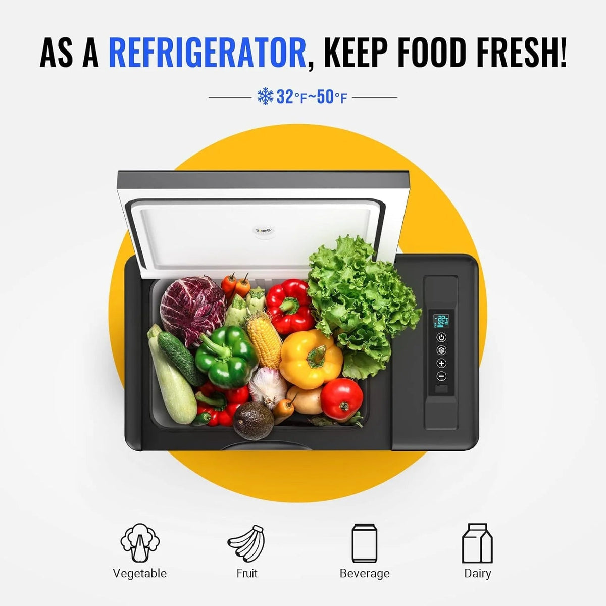 12 Volt Refrigerator 12V Car Fridge 23 quart Portable Freezer Compressor Cooler 12/24V Dc 110~240 Volt AC for Truck Van RV Camper Suv Travel…