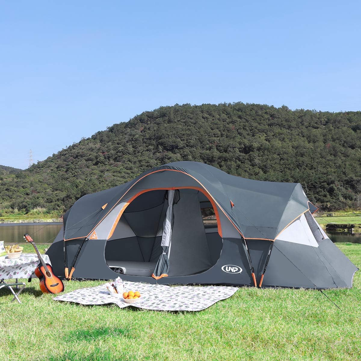 Camping Tent 10-PERSON-FAMILY Tents, Parties, Music Festival Tent, Big, Easy Up, 5 Large Mesh Windows, Double Layer, 2 Room, Waterproof,…